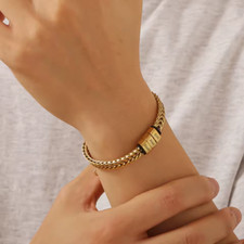 Custom 1-5 Name Bracelet Engraved Jewelry Women Men Gift Gold Silver Black Chain