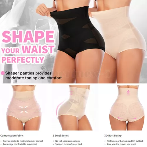 Damen Bauchkontrolle hochtaillierte Shapershorts Gürtel Shapewear nahtloses Höschen - Bild 9 von 28