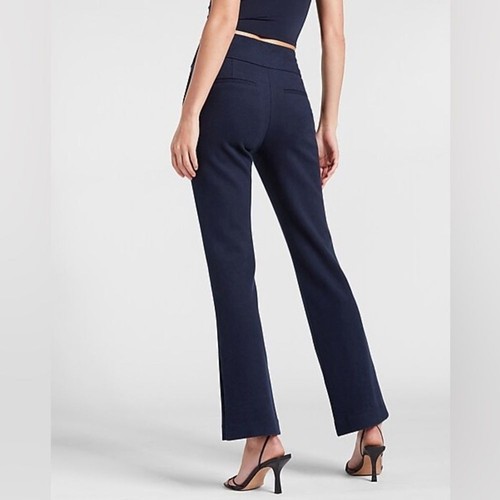 Express High Waisted Brushed Knit Pull-On Bootcut Pant Navy Size MP - Picture 2 of 7