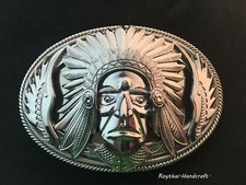 MEN BELT BUCKLE HANDMADE STAINLESS STEEL WESTERN STYLE INDIANS NATIVE