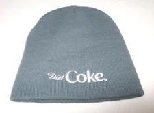 Diet Coke Beanie Hat Gray with White Embroidered Logo 100% Acrylic NWOT