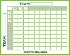Pack of 10 - Scratch-Off Football Squares - 100 Square Grid Office Pool - White
