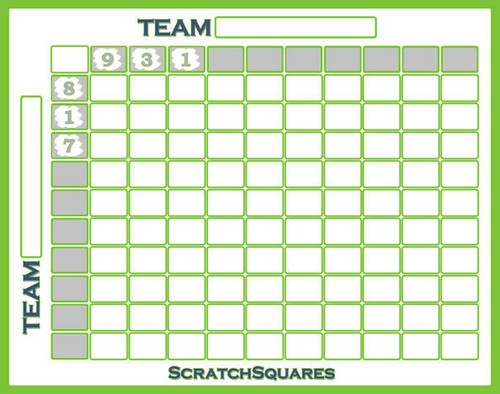 Pack of 20 - Scratch-Off Football Squares - 100 Square Grid Office Pool - White