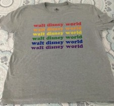 Walt Disney World Gray Rainbow Pride Month Short Sleeve Shirt XL