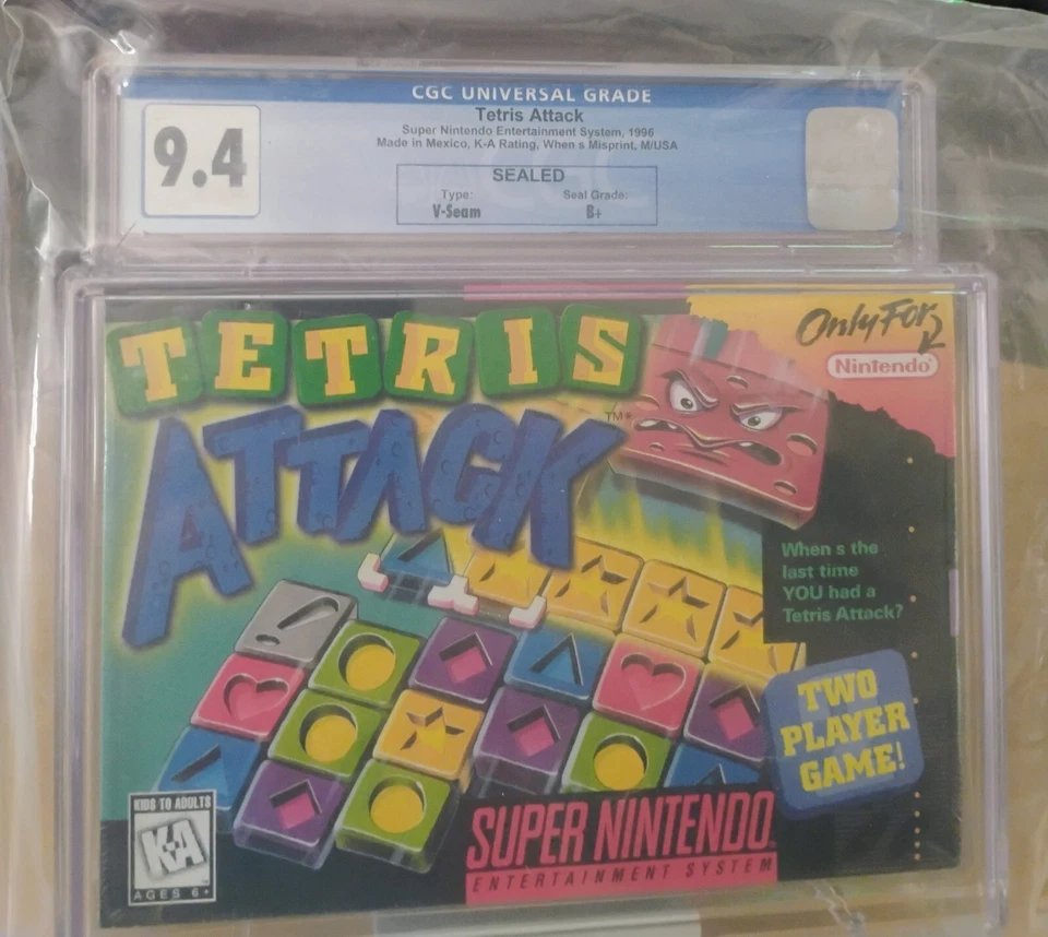 TETRIS ATTACK Super Nintendo SNES US Version CGC 9.4 B+ When s Misprint - Image 2 of 4