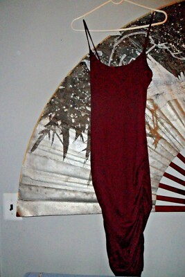 red asymmetrical bodycon dress Women's Renata Asymmetrical Mini Dress in Burgundy Mesh, XL main image 1