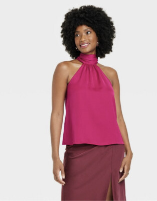 🆕 A New Day womens Satin Halter Top‼️ Sizes: Medium \u0026 Large | eBay
