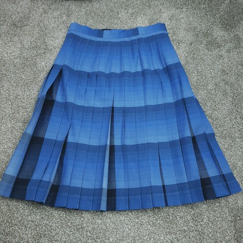 Pendleton Midi Skirt Womens Size 8 Blue Plaid Wool Pleated Reversible Button Zip - 第 1/21 張圖片