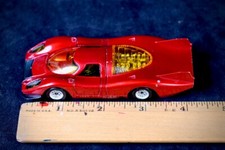 Politoys Porche 917 Red 1/43 opening rear hatch showing motor good no box