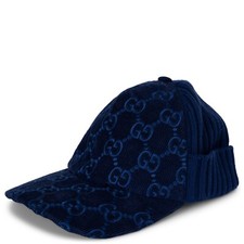 71586 auth GUCCI blue GG CORDUROY & KNIT Baseball Cap Beanie Hat