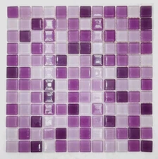 Glass Tile Sheets 12"×12" Favrile Eggplant Purple Clear 1"×1" Mosaic MG-147