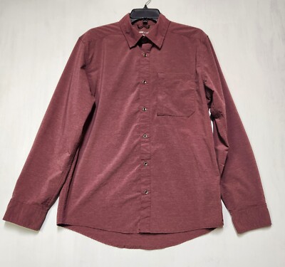 Swiss Tech Shirt Men s M Windsor Wine Long Sleeve Button Up Hiking Performance