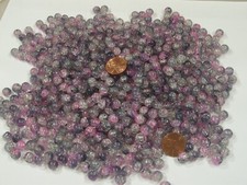 Two Pounds 7mm x 8mm Round 2 Tone India Crackle Glass Beads Bulk Lot TKK-4   