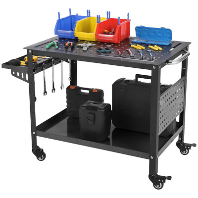 Heavy Duty 24'' x 36'' Steel Welding Table Cart 600 lbs Capacity w/Swivel Casters