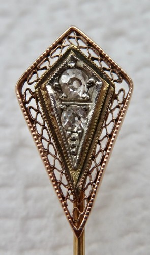 Antique Edwardian 14K Diamonds Stick Pin Filigree - 第 6/8 張圖片