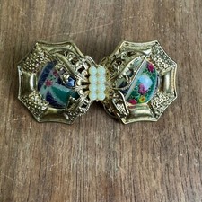 Vintage Gold Tone Filigree Butterfly Pearl Accent Floral Detail Hair Clip