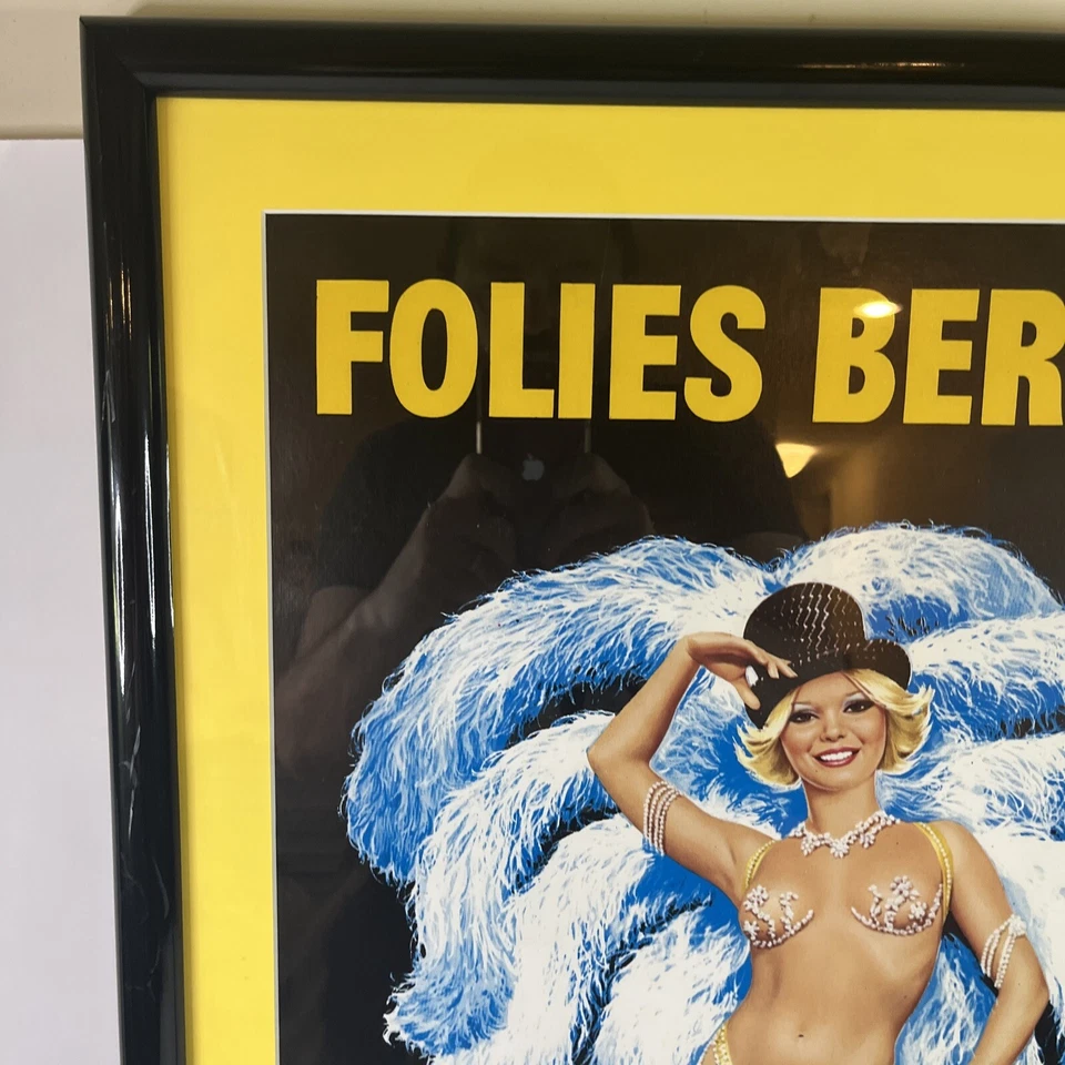 "Póster grande francés vintage 1976 Folies Bergere azul aslan 20"" x 28"" enmarcado" Foto 3 de 4