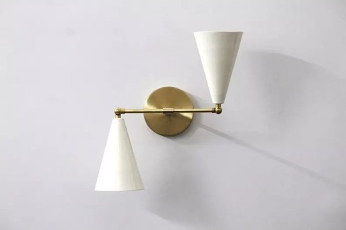Pair of Italian Wall Sconce , Mid-Century Stilnovo Inspired Brass Wall Sconce - Picture 2 of 5