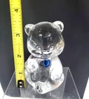 FENTON CLEAR CRYSTAL ART GLASS BIRTHSTONE BEAR DECEMBER  BLUE  HEART