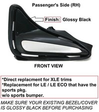 RIGHT PASSENGER SIDE DRL FOG LIGHT BEZEL COVER FOR 2017-19 COROLLA GLOSSY BLACK
