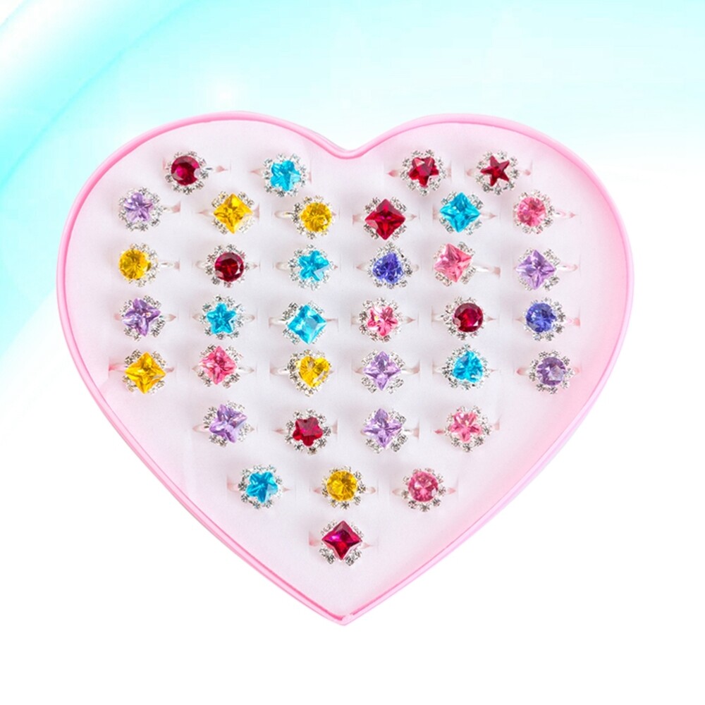 36 Pcs Kids Toy Rings Jewelry Toys Jewelry Kit Play Rings Box