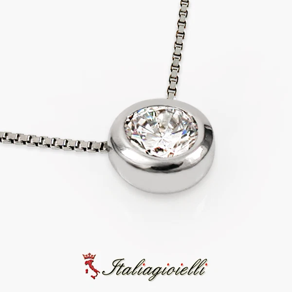 Collana Punto Luce Brillante in Argento 925 Rodiato Oro Bianco - Immagine 4 di 4