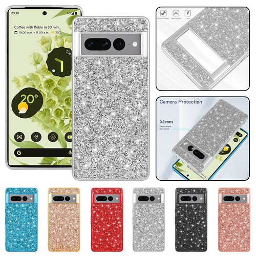 Phone Case For Google Pixel 8 Pro 8 7 Pro 7A 7 6 Pro 6A Glitter Shockproof Cover - Picture 9 of 21