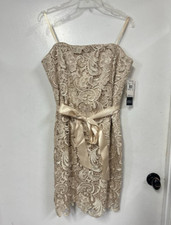 Adrianna Papell Embroidered Strapless Dress Cream Color Size 16