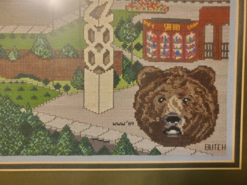 Large Saint Louis Zoo Forest Park Completed Cross Stitch Matted & Framed UNIQUE - Picture 3 of 9