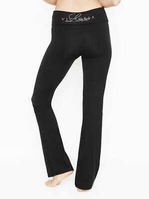 VICTORIA'S SECRET INCREDIBLE YOGA FLARE FOLDOVER BLACK PANTS THIGHT size M | eBay