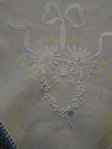 2 Vintage Embroidery Linens Runners Dresser Vanity Floral Crochet White Ground - Picture 4 of 12