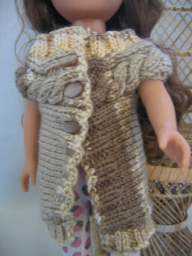 Hand Knit Brown Tan Cable Shrug sweater doll clothes fits 14.5" as Wellie Glitte - Picture 2 of 2