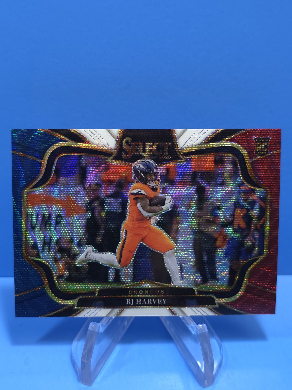 2025 Select Football RJ Harvey Field Level Tri-color Prizm RC /99 Broncos