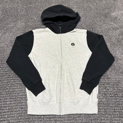 Volcom Boys Youth L 12Y Full Zip Hoodie White Black Hooded Sweatshirt