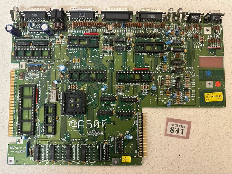 Amiga 500 Rev 6a 1990 Motherboard  Tested Working No Custom Chips Ideal Spare