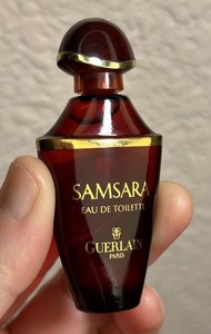 Vintage Samsara Guerlain Paris Miniature Tiny Glass Crystal Bottle Mini Small