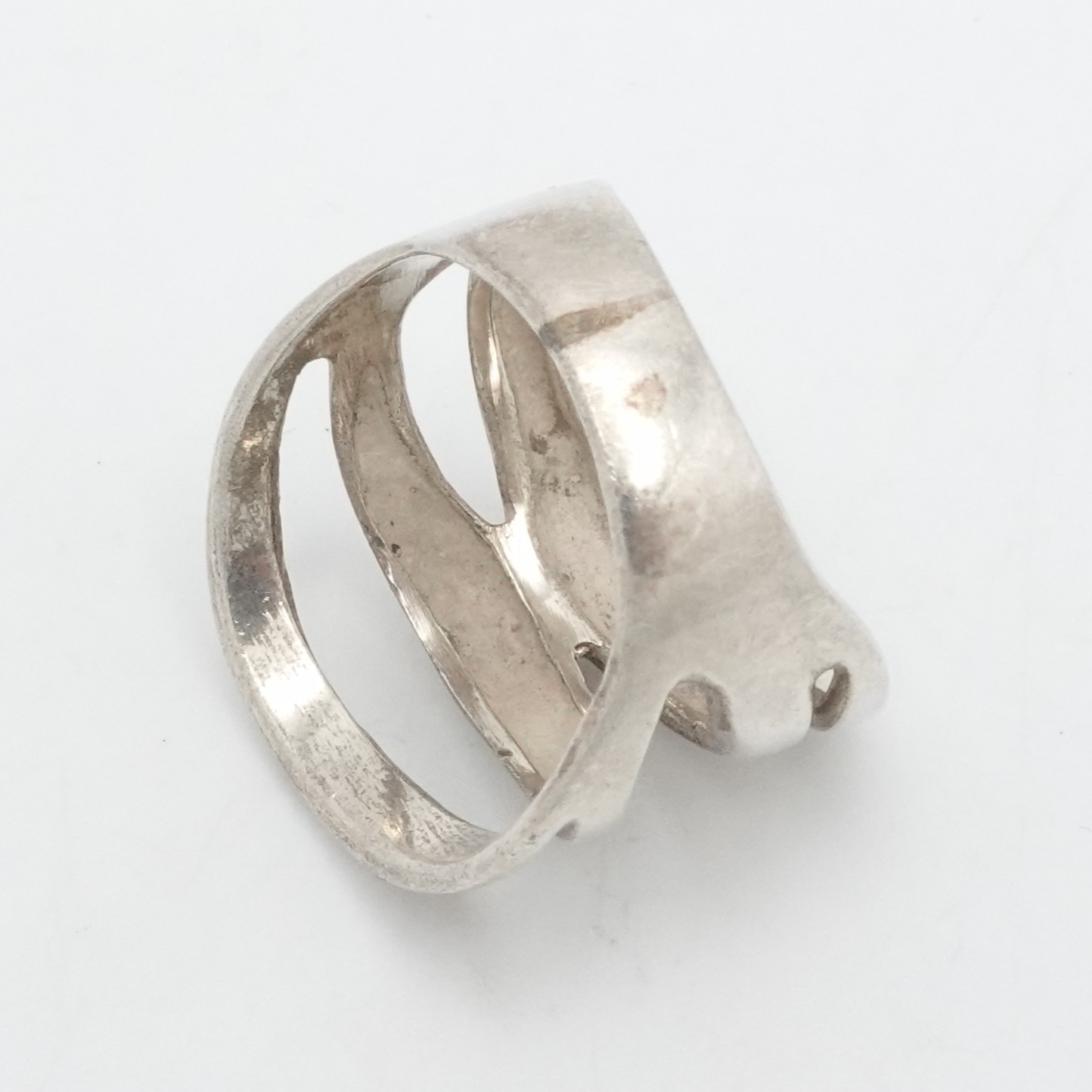 Sterling Silver Openwork Split Modernist Band Rin… - image 3