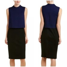 Diane Von Furstenberg Tali Navy & Black Sleeveless Sheath Dress