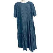 ZARA Turkey Whimsical Oversized Flowy Asymmetric Hem Pleaded  Tunic Midi Dress L