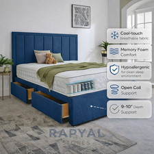 LUXURY DIVAN BED SET WITH MATTRESS & HEADBOARD 4FT6 DOUBLE & 5FT KING SIZE