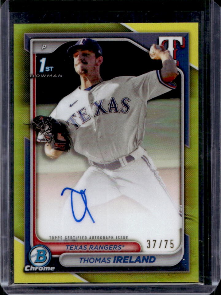2024 Bowman Chrome Thomas Ireland Auto Yellow Refractor 1st #37/75