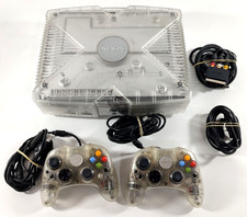Microsoft Xbox Crystal Generation 1 Console With 2 Transparent Controllers TBE