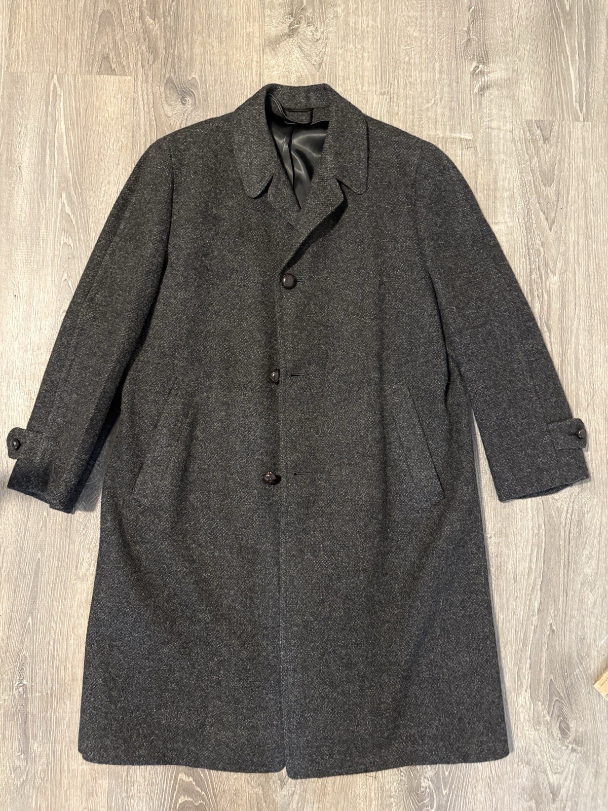 De Colección Harris Tweed Lana Tejido a Mano Tweed Kynoch Espiga Carbón Sobre Abrigo L