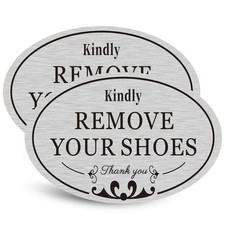 2 PACK Kindly Remove Your Shoes Oval Please Take Off Your Shoes No Shoes Sign...