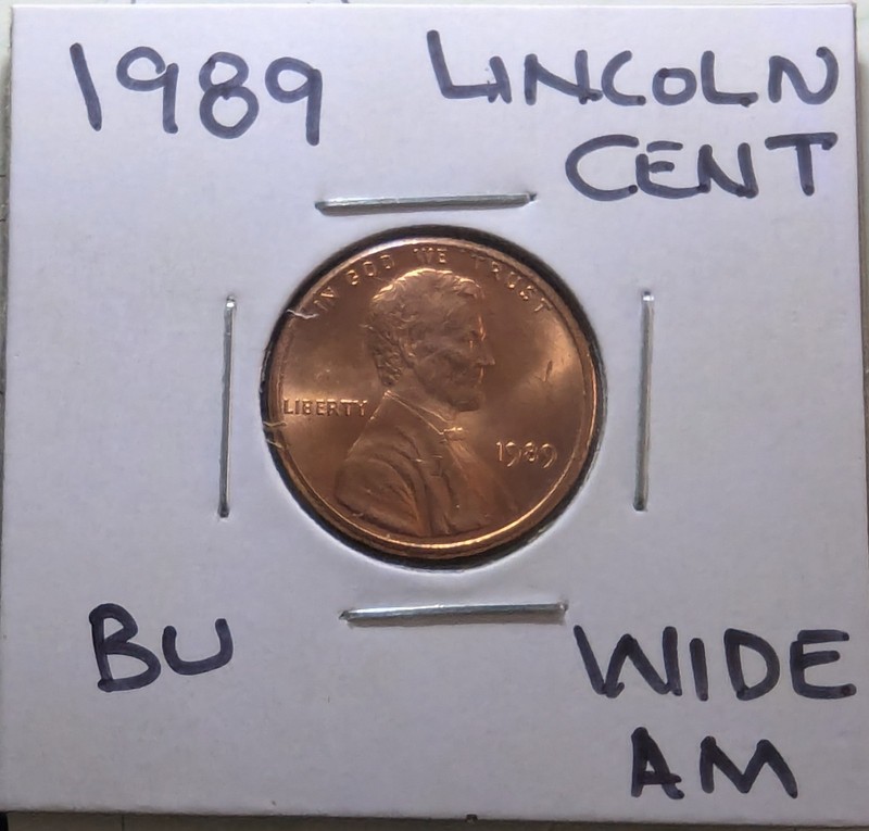 1989 P Philadelphia Lincoln Memorial Penny (BU) RED  Wide AM