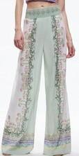 Alice + Olivia Alabama Floral Print Green Pink Multicolor Women’s Pants SIZE 0