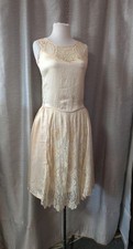 Vintage 1920s Antique Satin Lace Bridesmaid Dress XS