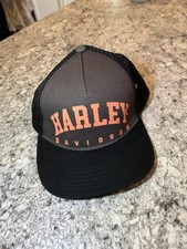 Harley Davidson Motorcycle Trucker Hat Black Mesh Adjustable Snapback Vintage