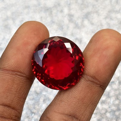 53.65 Ct NATURAL Red Ruby PERFECT Round Cut Certified Rare Loose Gemstone
