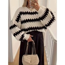 Striped Round Neck Dropped Shoulder Sweater